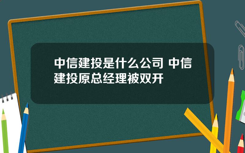 中信建投是什么公司 中信建投原总经理被双开